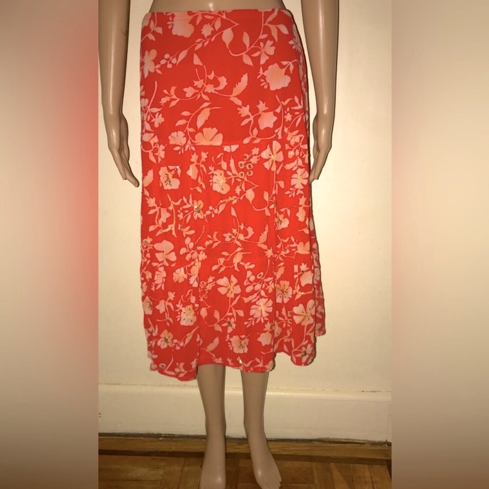 Summer orange and white skirt